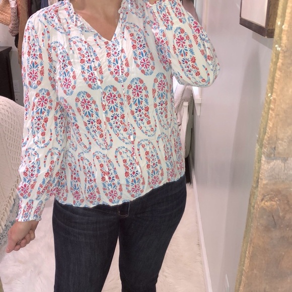 Talbots medium floral boho peasant top - Picture 1 of 4